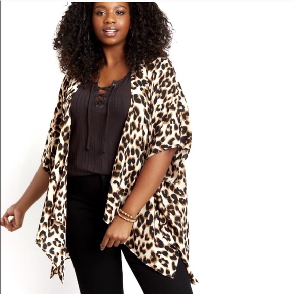 One Size Kimono Leopard Print Open Front - Picture 1 of 9